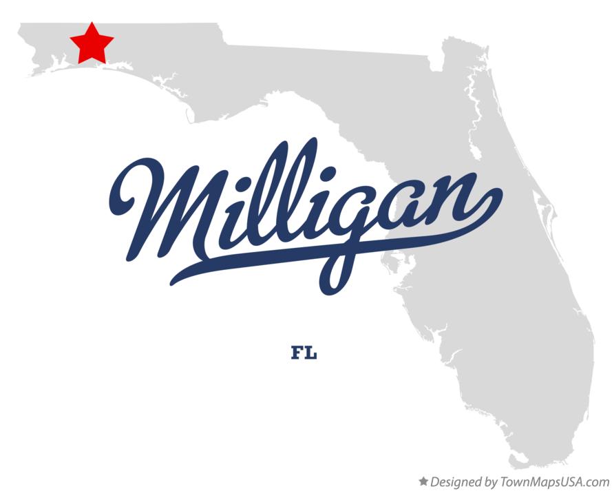 Map of Milligan, FL, Florida