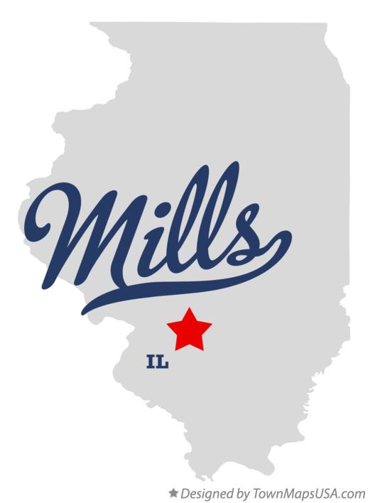 Map of Mills, IL, Illinois