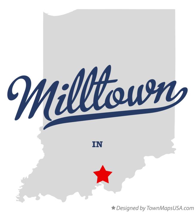 Map of Milltown, IN, Indiana