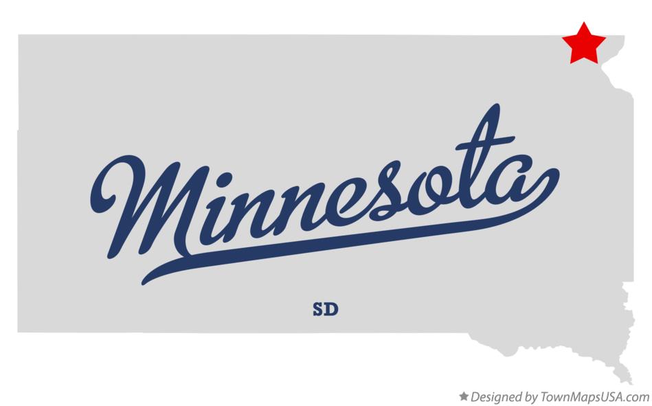 Map of Minnesota, SD, South Dakota