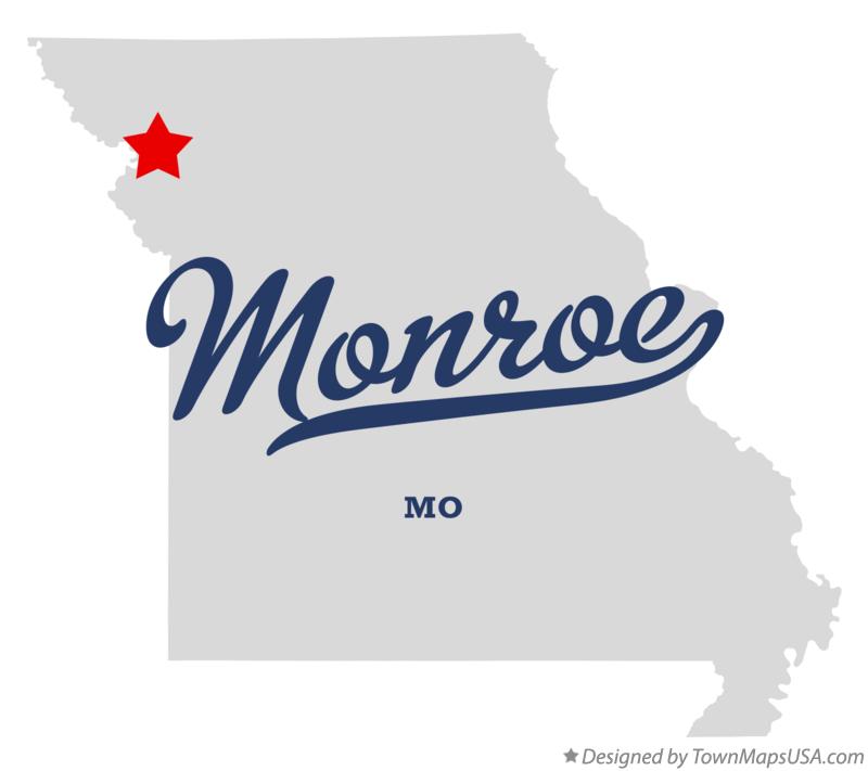 Map of Monroe, Andrew County, MO, Missouri