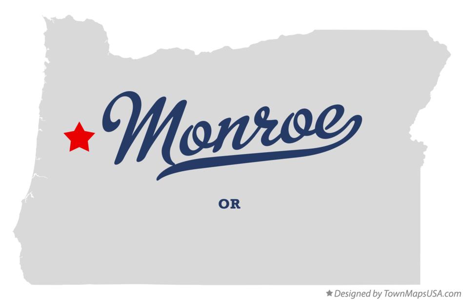 Map of Monroe, OR, Oregon