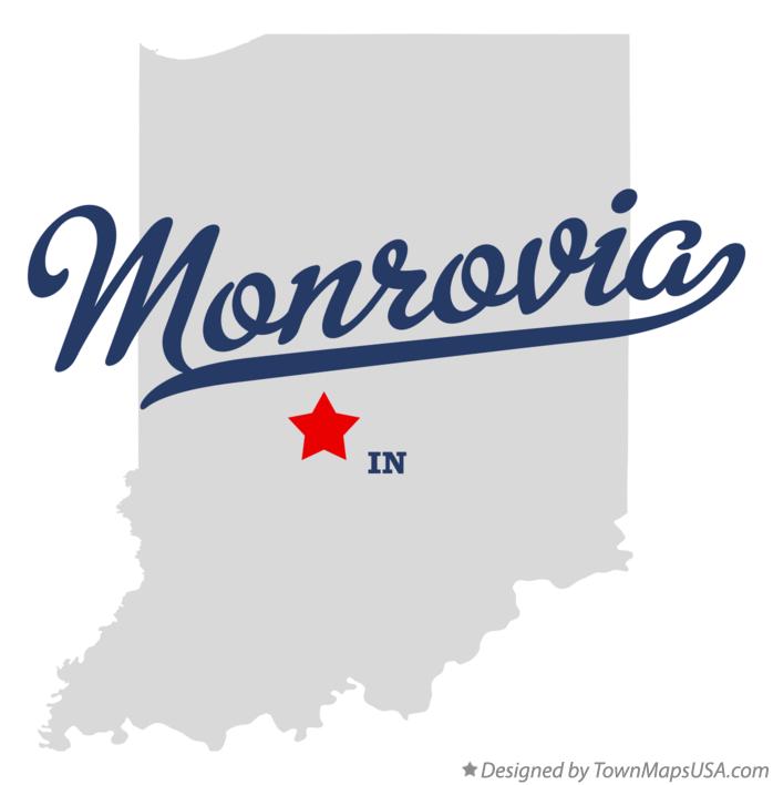 Map of Monrovia, IN, Indiana