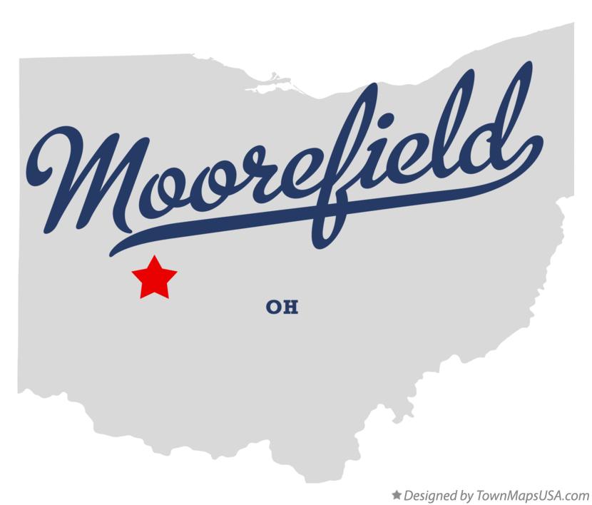 Map of Moorefield, Clark County, OH, Ohio