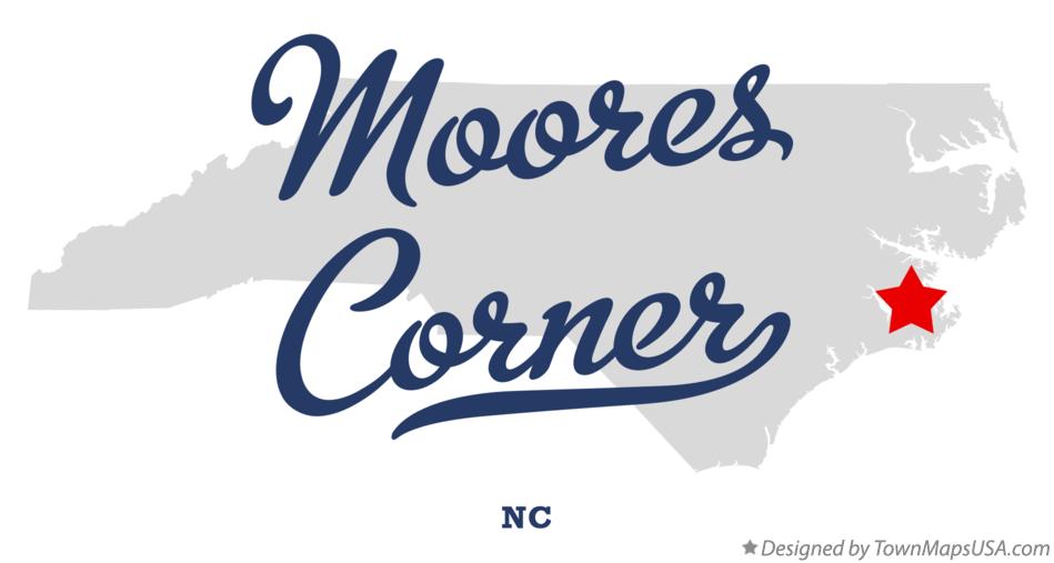 Map of Moores Corner, NC, North Carolina