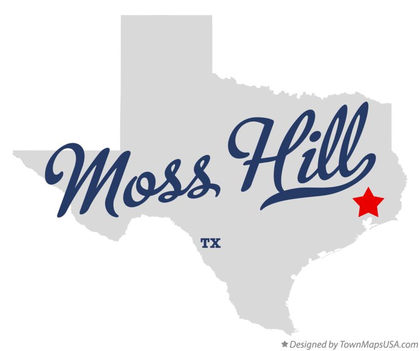 Map of Moss Hill, TX, Texas