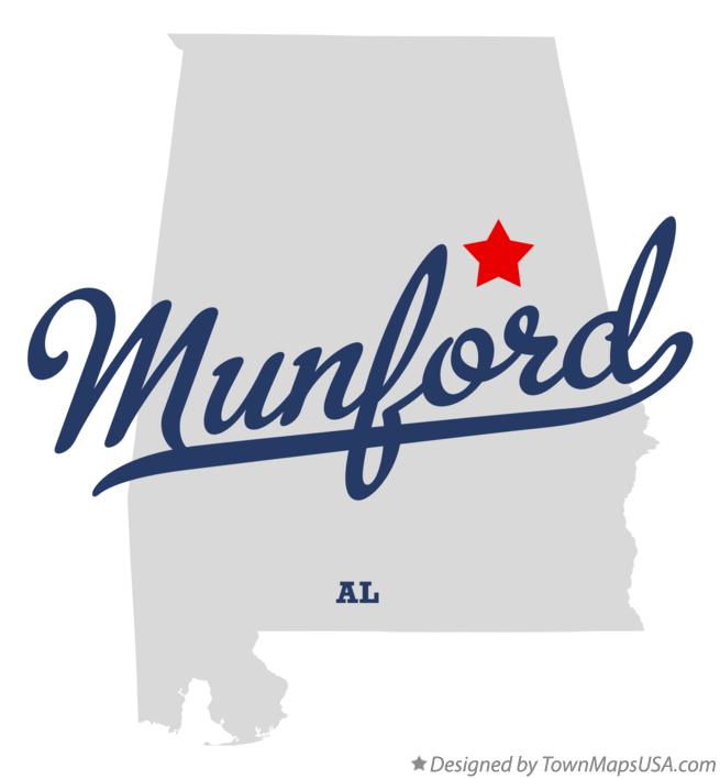 Map of Munford, AL, Alabama
