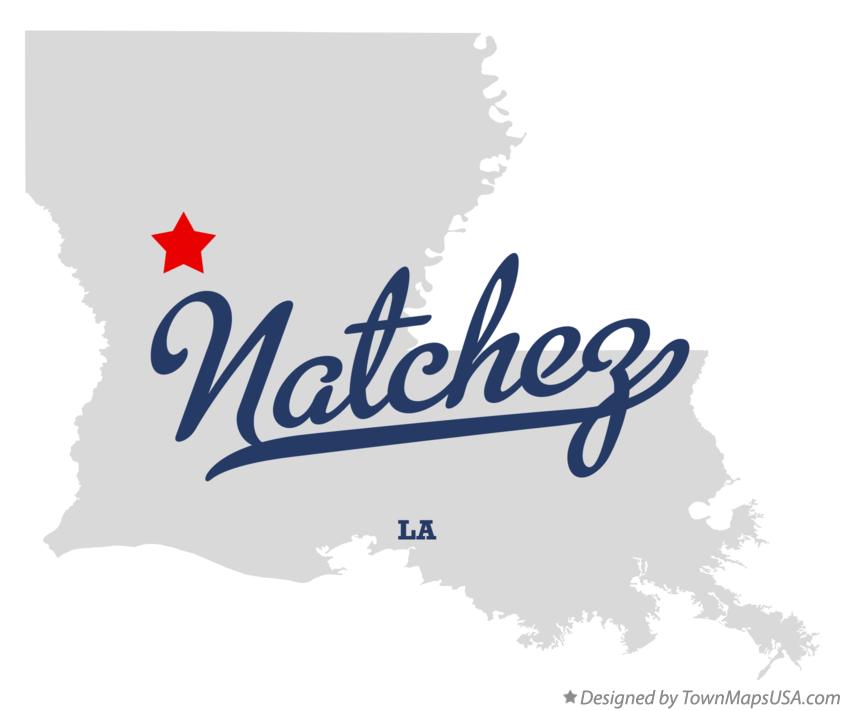 Map of Natchez, LA, Louisiana