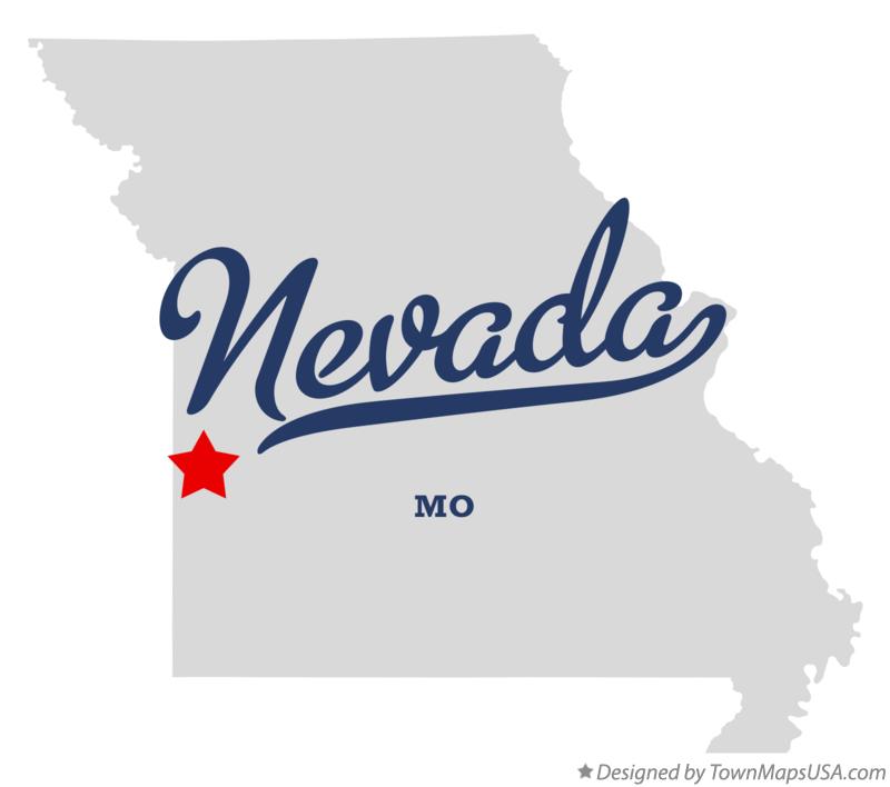 Map of Nevada, MO, Missouri