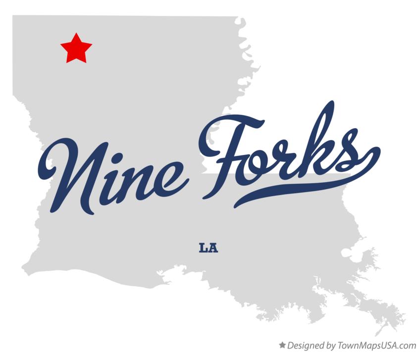 Map of Nine Forks, LA, Louisiana