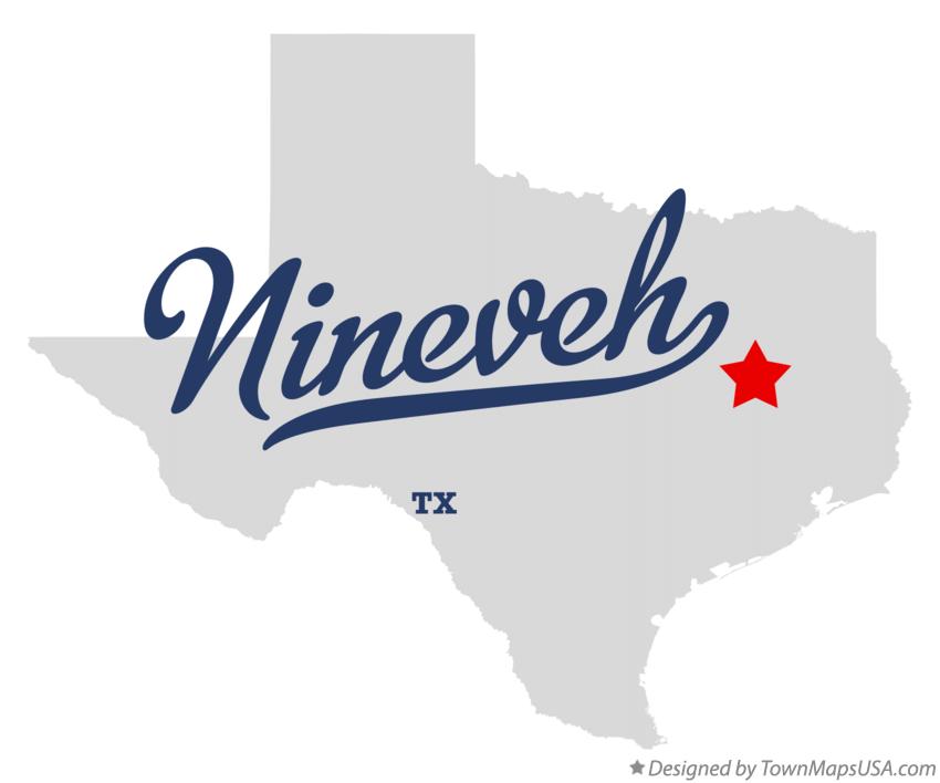 Map of Nineveh, TX, Texas