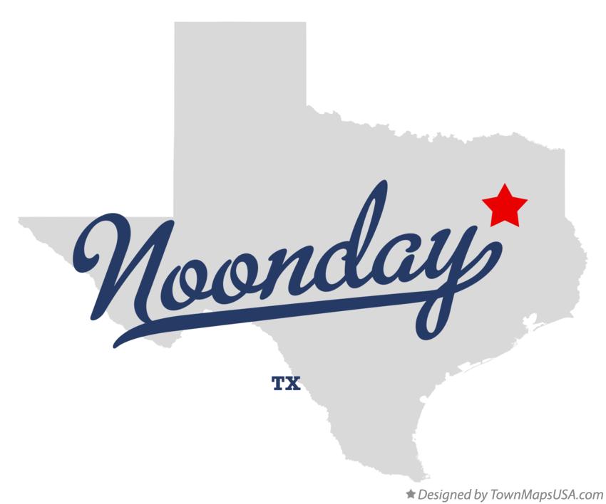 Map of Noonday, TX, Texas