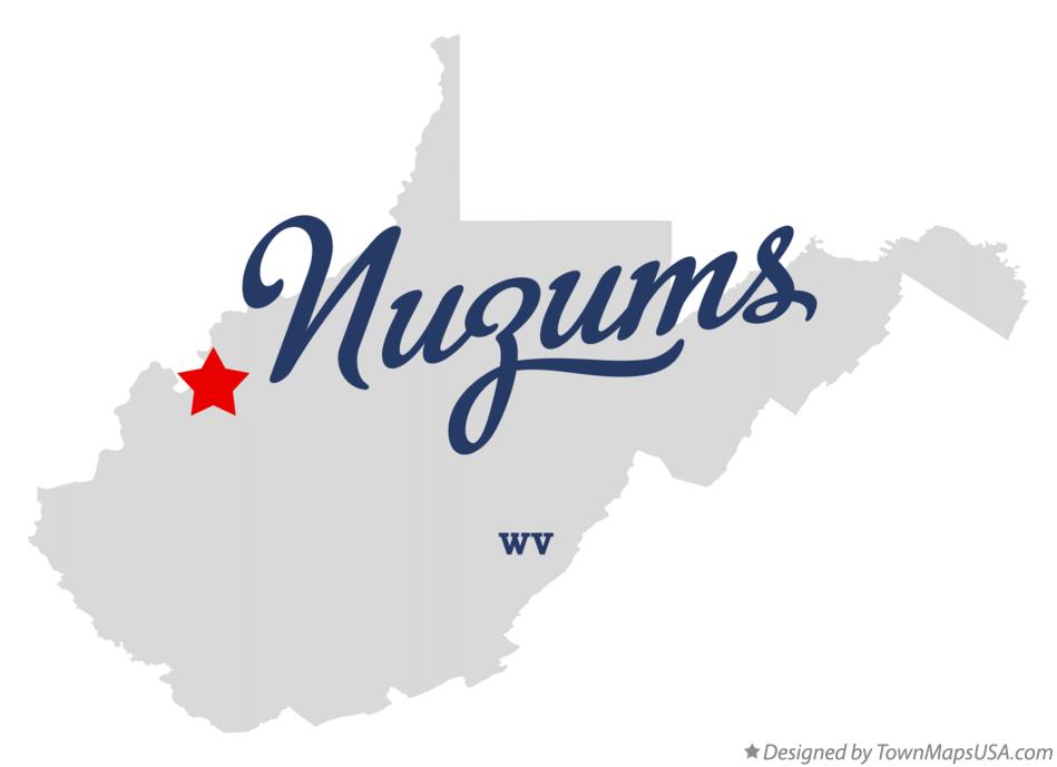 Map of Nuzums, WV, West Virginia