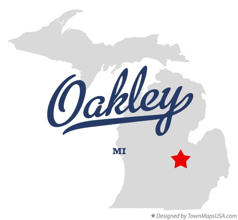 Map of Oakley, MI, Michigan