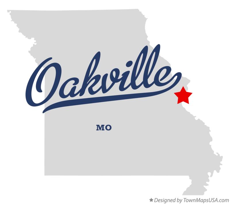 Map of Oakville, MO, Missouri
