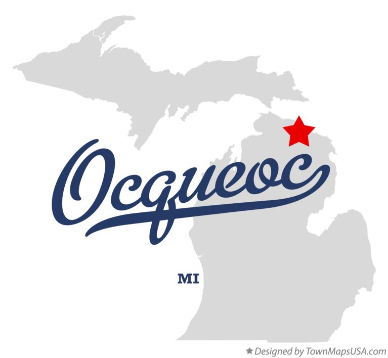 Map of Ocqueoc, MI, Michigan