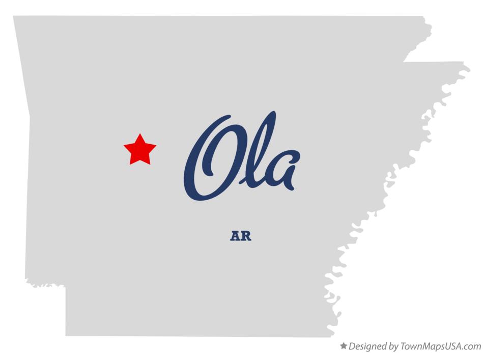 Map of Ola, AR, Arkansas