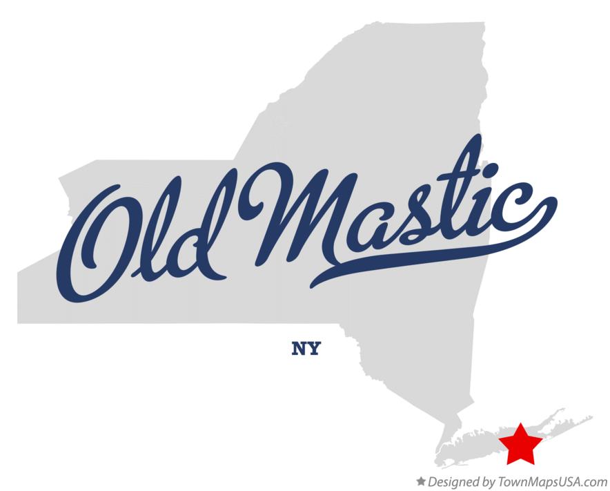 Map of Old Mastic, NY, New York