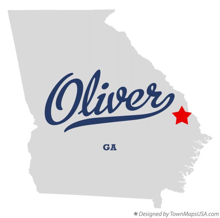 Map of Oliver, GA,