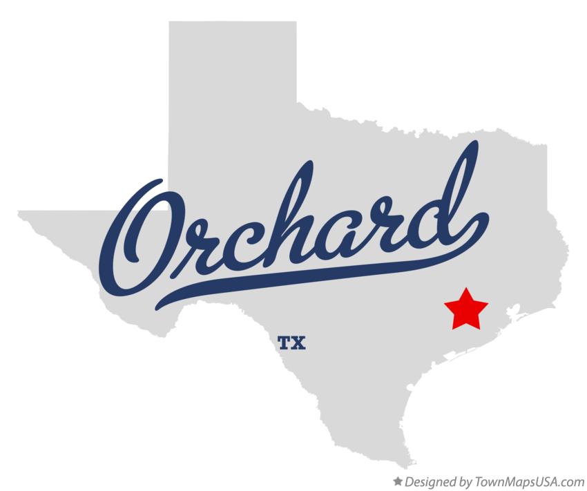 Map of Orchard, TX, Texas
