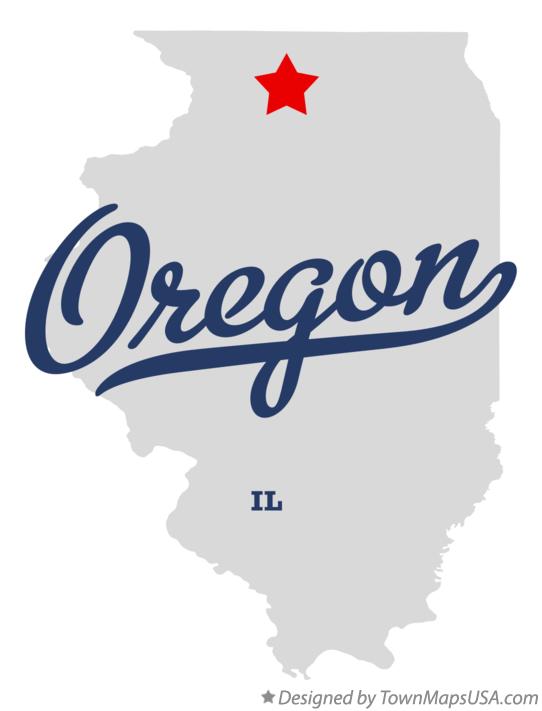 Map of Oregon, IL, Illinois