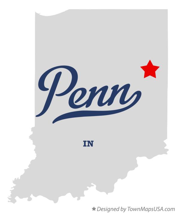 Map of Penn, Jay County, IN, Indiana