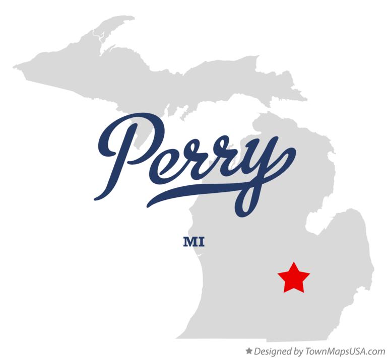 Map of Perry, MI, Michigan