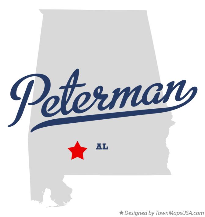 Map of Peterman, AL, Alabama