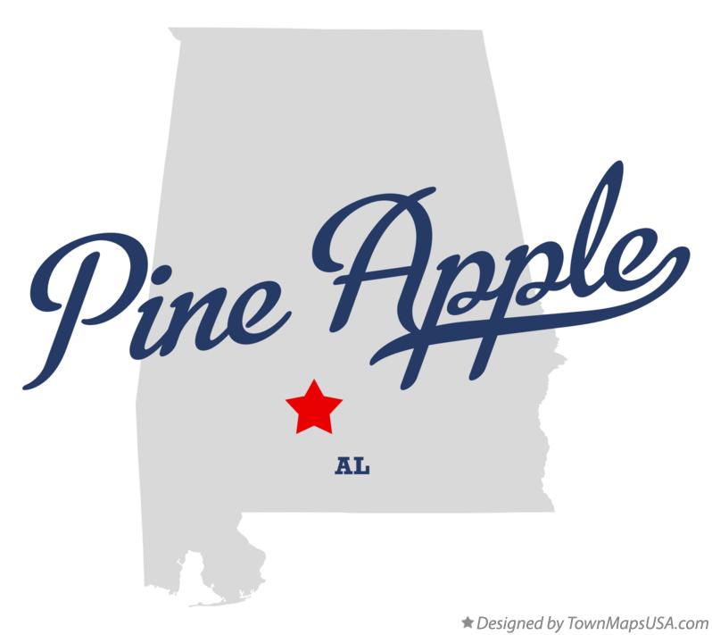 Map of Pine Apple, AL, Alabama