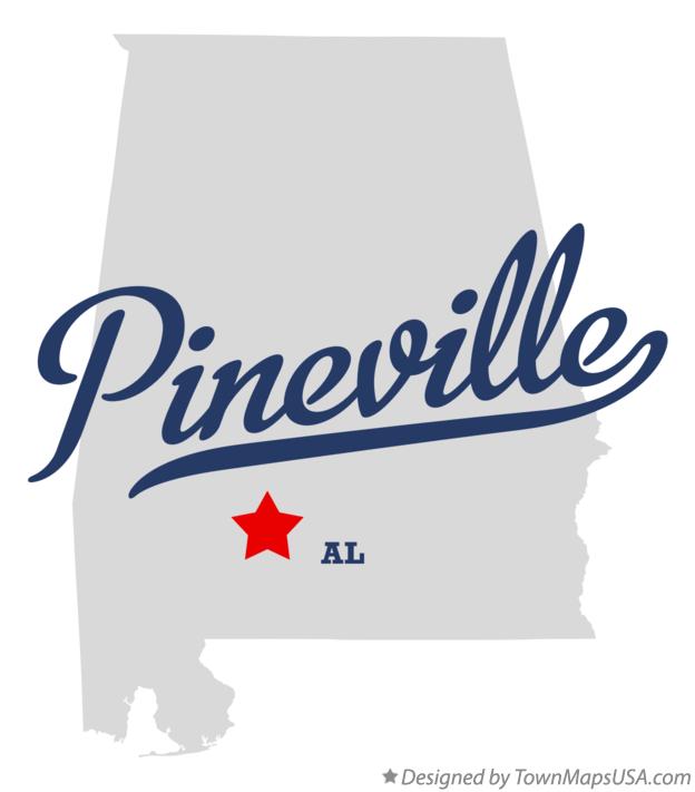Map of Pineville, AL, Alabama