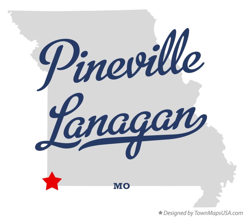 Map of Pineville Lanagan, MO, Missouri