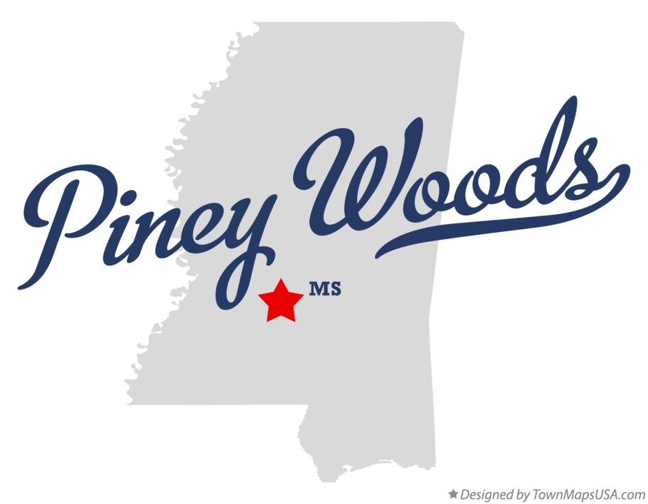 Map of Piney Woods, MS, Mississippi