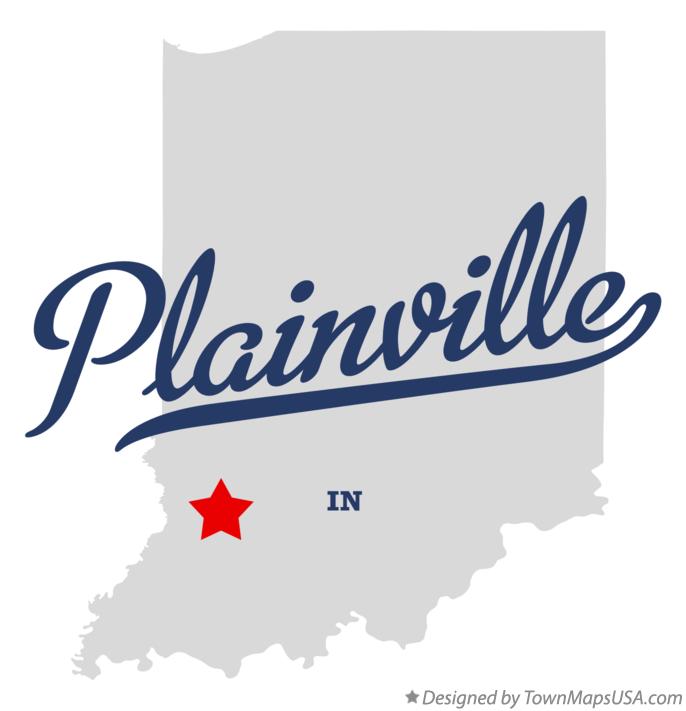 Map of Plainville, IN, Indiana