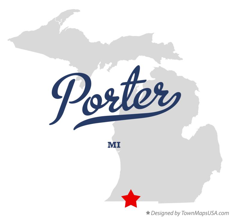 Map of Porter, Cass County, MI, Michigan