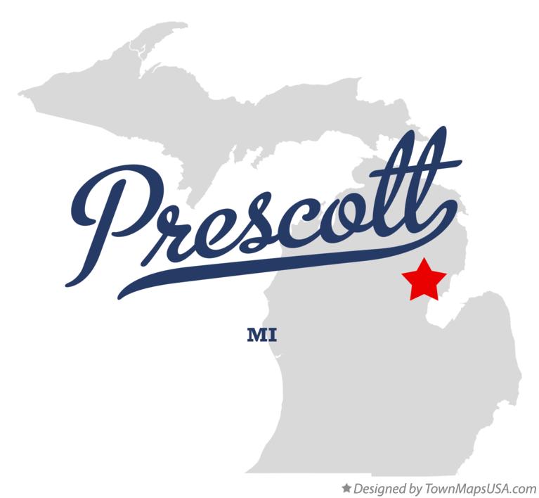 Map of Prescott, MI, Michigan
