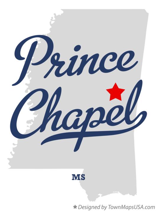 Map of Prince Chapel, MS, Mississippi