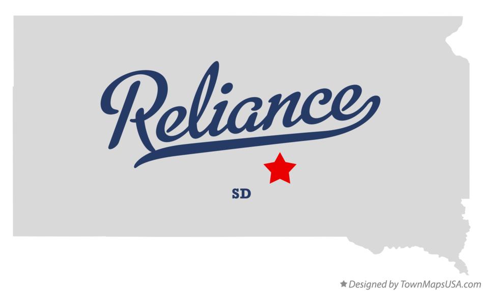 Map of Reliance, SD, South Dakota