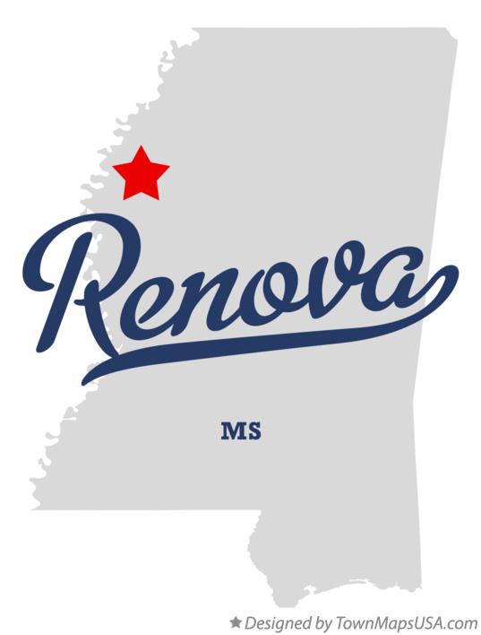Map of Renova, MS, Mississippi