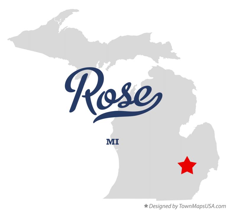 Map of Rose, Oakland County, MI, Michigan