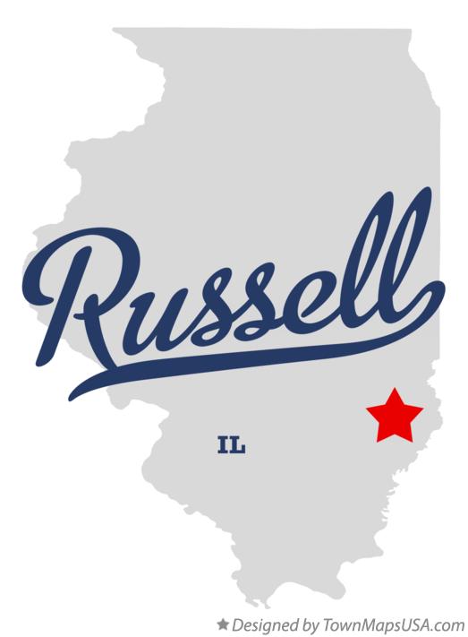 Map of Russell, Lawrence County, IL, Illinois