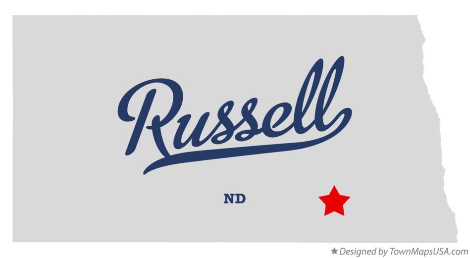 Map of Russell, ND, North Dakota