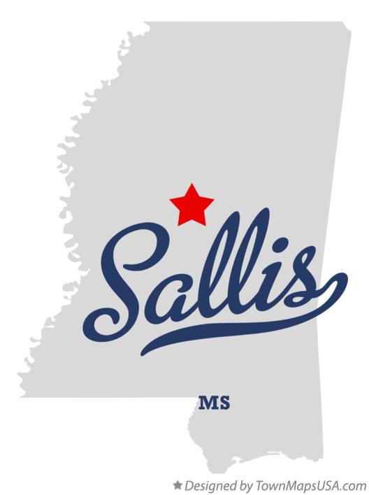 Map of Sallis, MS, Mississippi