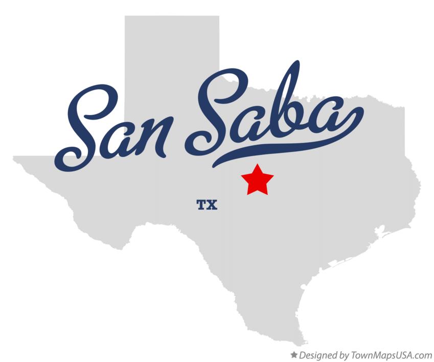 Map of San Saba, TX, Texas