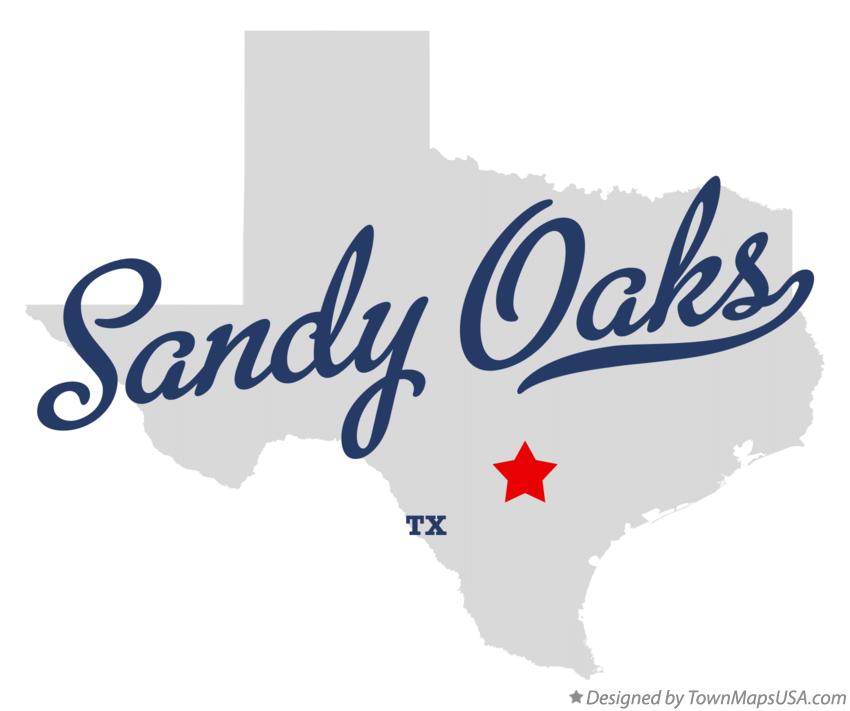 Map of Sandy Oaks, TX, Texas