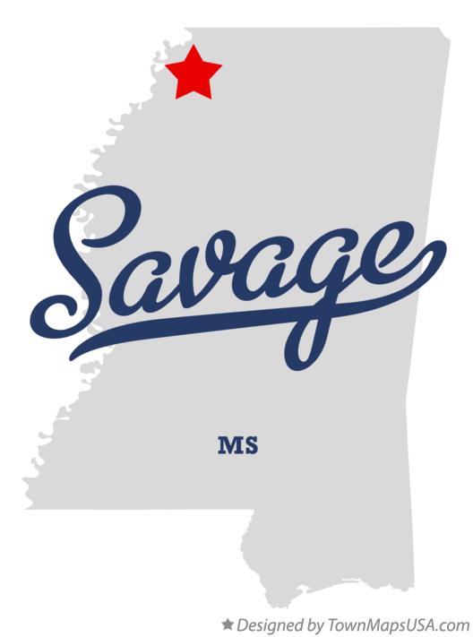 Map of Savage, MS, Mississippi