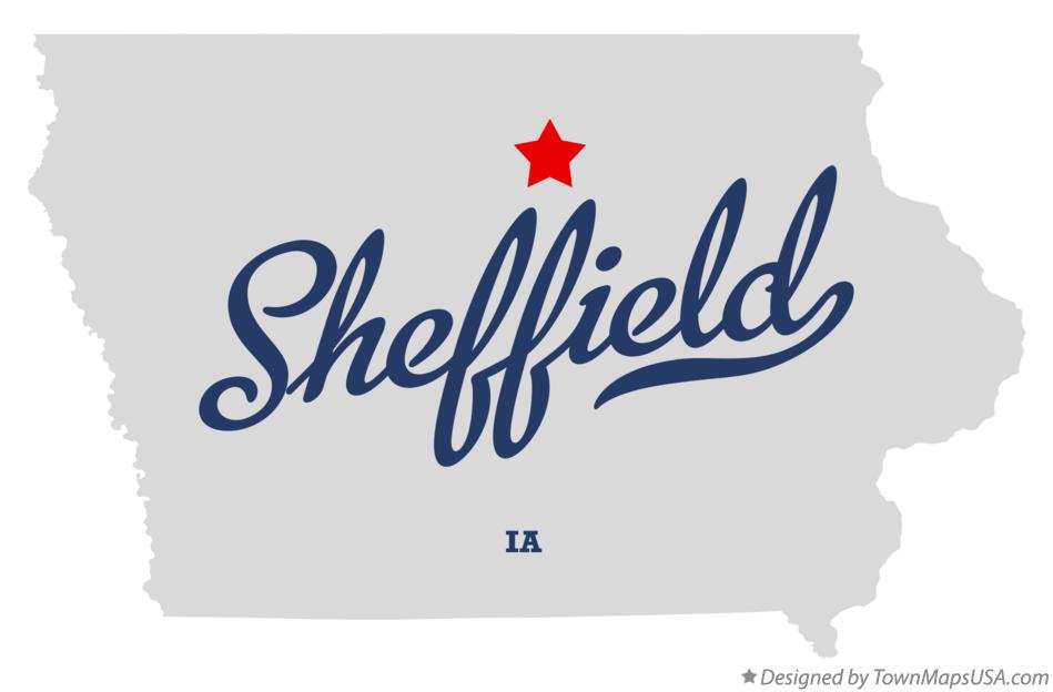 Map of Sheffield, IA, Iowa
