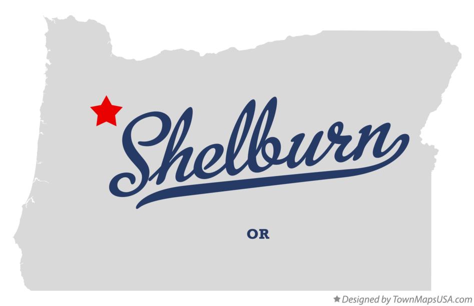 Map of Shelburn, OR, Oregon