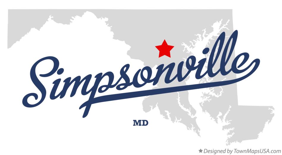 Map of Simpsonville, MD, Maryland