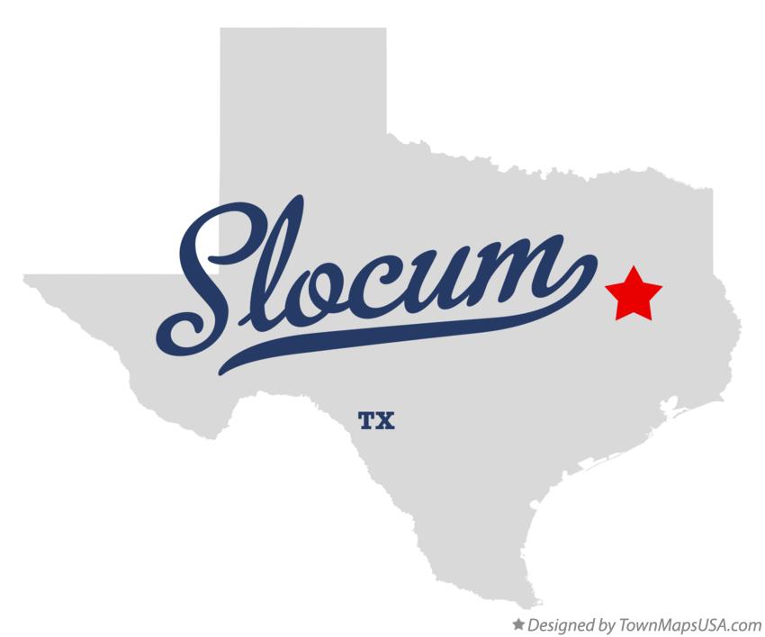 Map of Slocum, TX, Texas