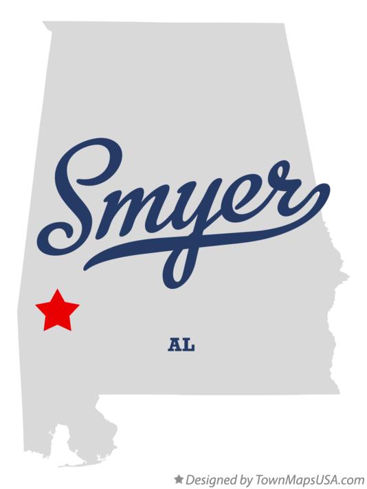 Map of Smyer, AL, Alabama